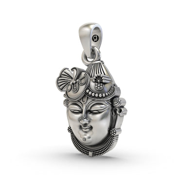 Shrinathji Face Pendant 925 Silver | Nathdwara Krishna Pendant | Spiritual Hindu God Jewelry for Men & Women | Handmade Divine Locket