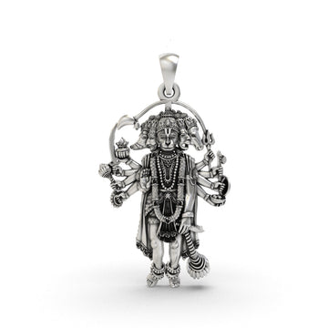 925 Silver Panchmukhi Hanuman Pendant | Oxidized Hindu Amulet