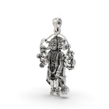 925 Silver Panchmukhi Hanuman Pendant | Oxidized Hindu Amulet