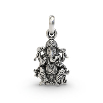 Silver Lord Ganesha Sitting On Mushak Pendant